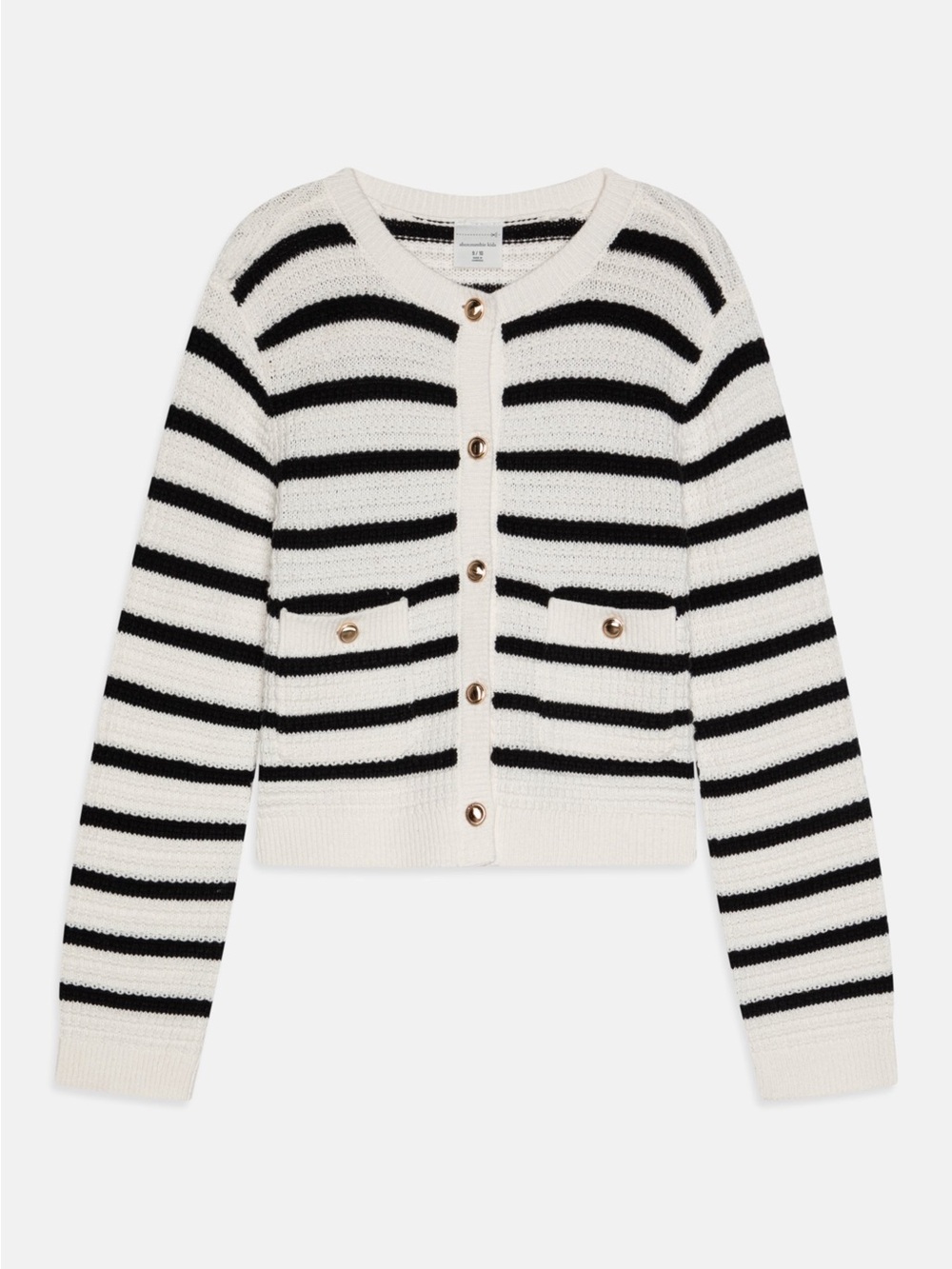 Abercrombie Kids Crochet Knit Gold Button Lady Jacket Cardigan Size 5/6 White - Picture 1 of 9